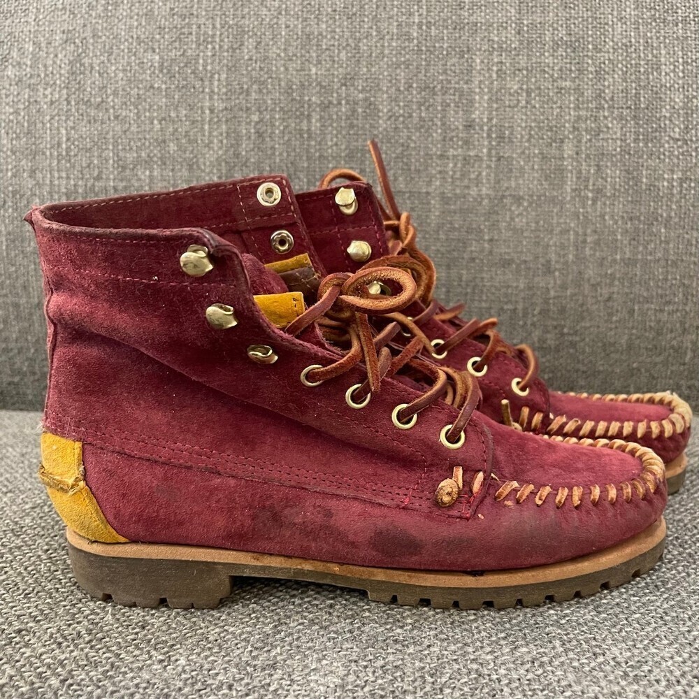 Suede Burgundy Sebago Boots Size 7 - Picture 3 of 10